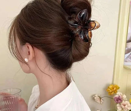 Marble Purple color Korean Hawaiian Gradient Flower Hair Claw Clip For Women Girl Fashion Plastic Non Slip Hold Hairpin Barrette Hair Accessories