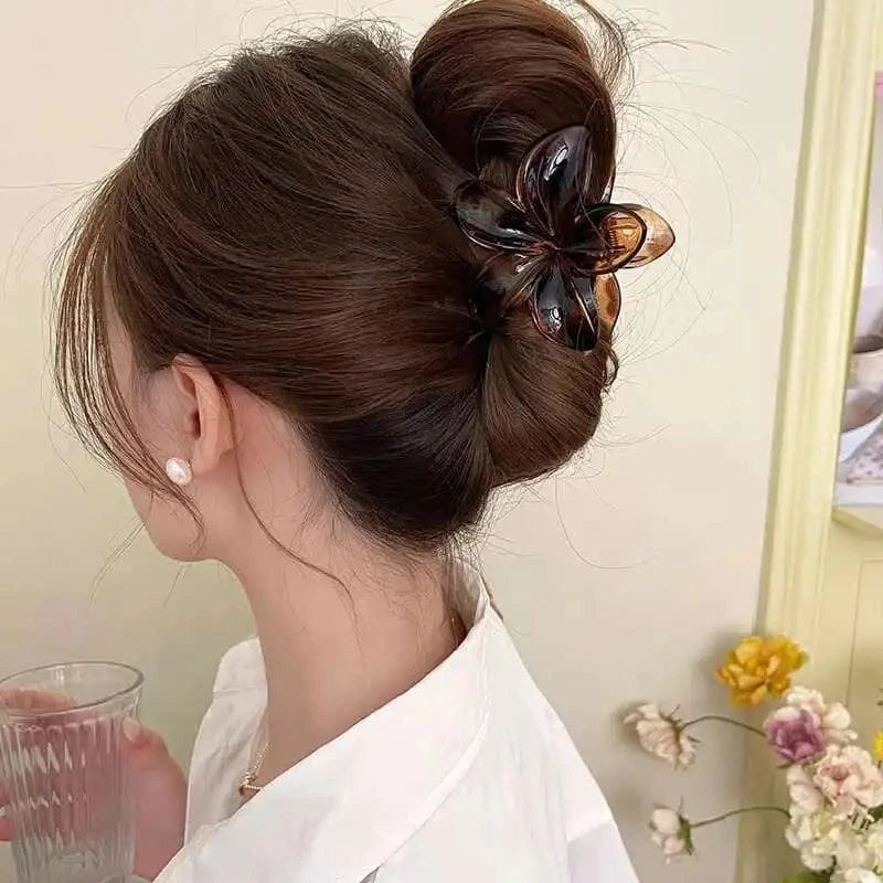 Marble Purple color Korean Hawaiian Gradient Flower Hair Claw Clip For Women Girl Fashion Plastic Non Slip Hold Hairpin Barrette Hair Accessories