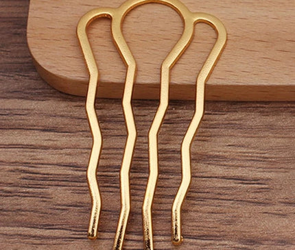 Pack of 5pcs Alloy Hair Comb Gold Color Hairpin Hair Sticks Pins Base Bridal Headwear for Women Wedding Hair Jewelry Making Accessories Gold Color / 46mmx26mm