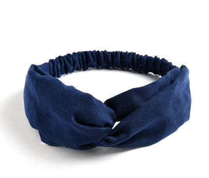 Cross Turban Solid Headbands for Women Twist Knotted Boho Suede Hair Bands For Girls Sweet Bow Headwrap Vintage Hair Accessories Marine