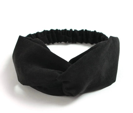 Cross Turban Solid Headbands for Women Twist Knotted Boho Suede Hair Bands For Girls Sweet Bow Headwrap Vintage Hair Accessories Noir