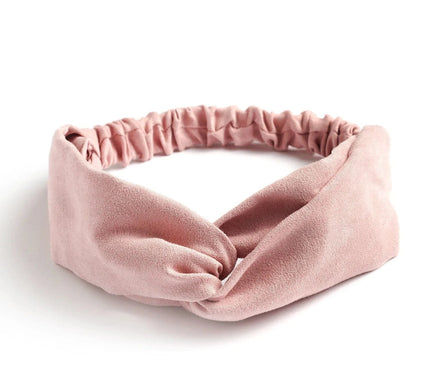 Cross Turban Solid Headbands for Women Twist Knotted Boho Suede Hair Bands For Girls Sweet Bow Headwrap Vintage Hair Accessories Rose