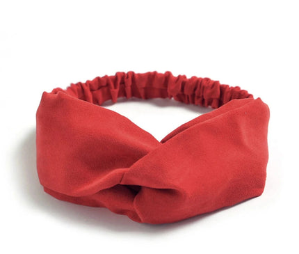 Cross Turban Solid Headbands for Women Twist Knotted Boho Suede Hair Bands For Girls Sweet Bow Headwrap Vintage Hair Accessories Rouge