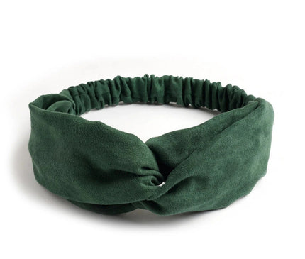 Cross Turban Solid Headbands for Women Twist Knotted Boho Suede Hair Bands For Girls Sweet Bow Headwrap Vintage Hair Accessories Vert