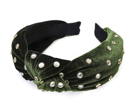 Accessoire Chic en Velours Vert Kaki