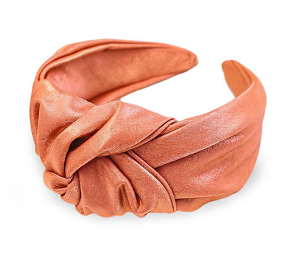 Serre-tête Élégant en Tissu Brillant Saumon