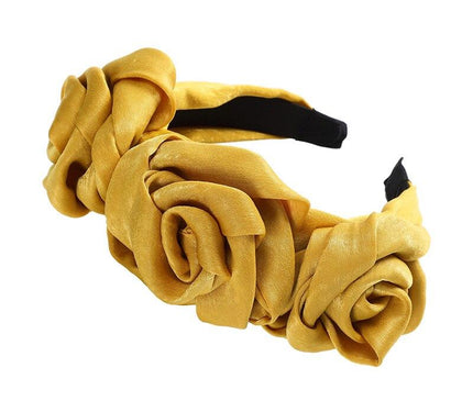 Serre-Tête Roses Élégant Jaune moutarde
