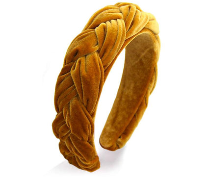 Bandeau Élégant Femme Velours Jaune moutarde
