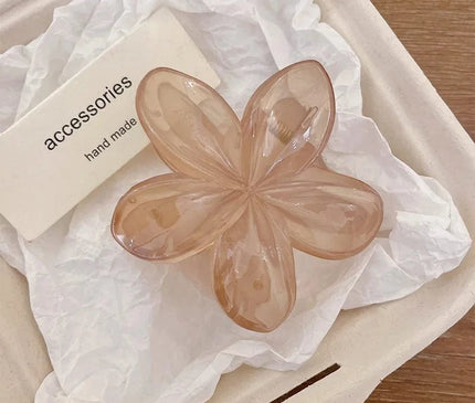 Tea color Korean Hawaiian Gradient Flower Hair Claw Clip For Women Girl Fashion Plastic Non Slip Hold Hairpin Barrette Hair Accessories